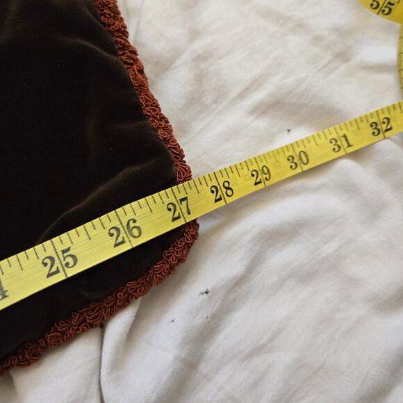 Velvet Pillow Shams Set of 4 Two Large Square Two Rectangle Brown/Burnt Orange - Picture 6 of 9